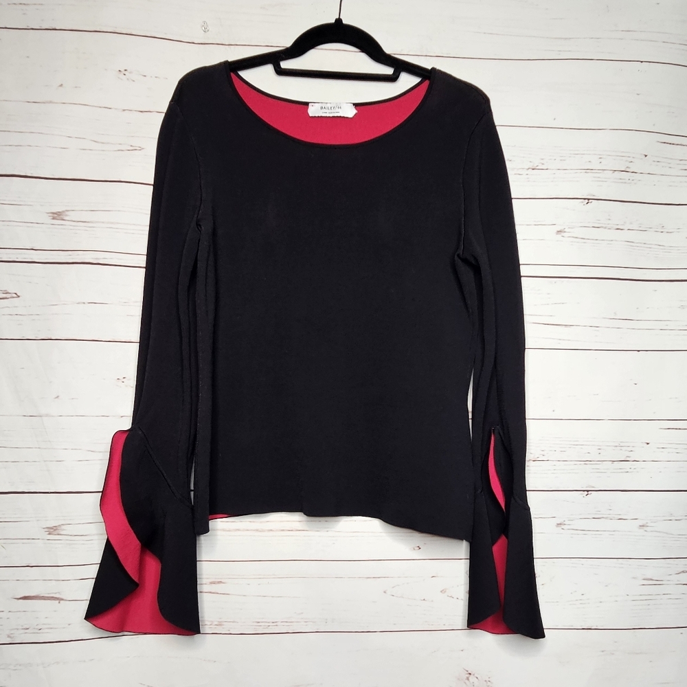 Bailey 44 Black and Red Flare Sleeve Top
